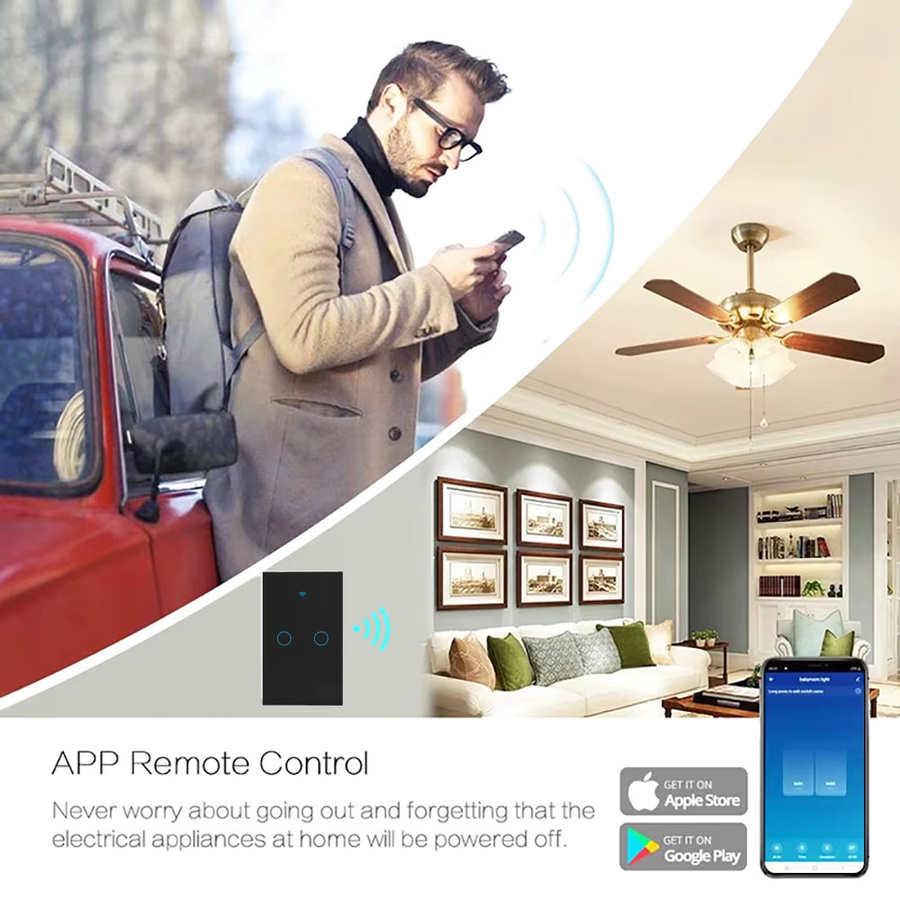 AXUS Smart WiFi Lichtwandschalter mit Ewelink App Steuerung, Touch Wireless Fernbedienung ohne Neutralleiter, kompatibel mit Alexa und Google Home - Bild 4