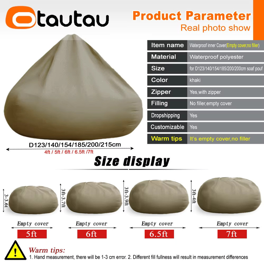 Otautau Wasserabweisende Runde Hocker Abdeckung aus Polyester in Beige - Bild 3