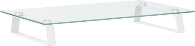 vidaXL Monitorständer aus Hartglas und Metall in Weiß, B/T/H: 60 x 35 x 8 cm - Bild 1