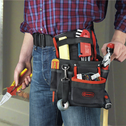 Connex Werkzeugtasche aus Polyester in Schwarz und Rot mit Gürtel - Bild 2
