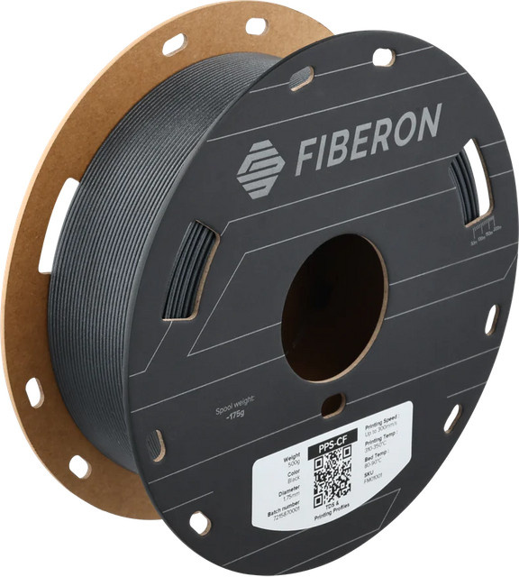 Polymaker Fiberon PPS-CF10 Filament, faserverstärktes PPS (Polyphenylensulfid) für FDM-Druck, Schwarz, 500 g - Bild 1
