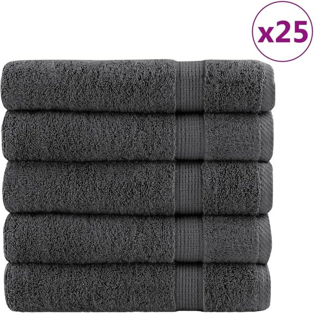 vidaXL Premium Badetücher aus Baumwolle, 25 Stück, Anthrazit, B: 150 cm, H: 100 cm, 600 g/m2 - Bild 1