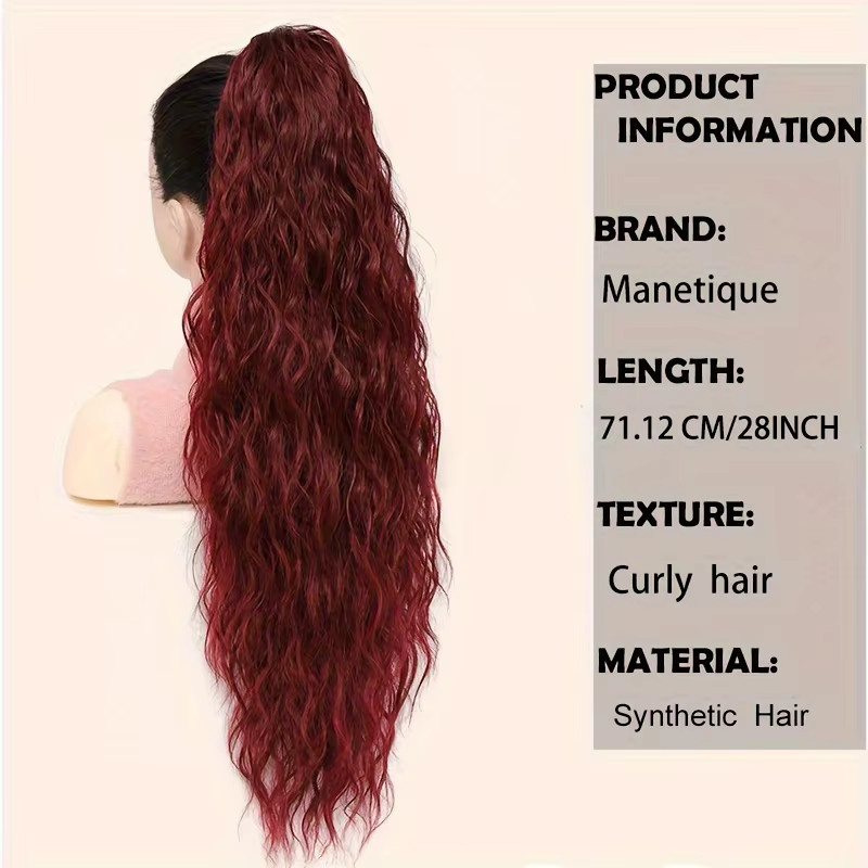 Manetique Haarteil Pferdeschwanz, gewellt, synthetisch, rot Burgund, Damen - Bild 2