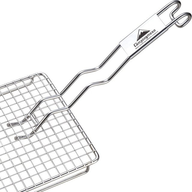 CAMPINGMOON S200 Grillgabel aus lebensmittelechtem 304 Edelstahl in Silber für Camping und Barbecue - Bild 1