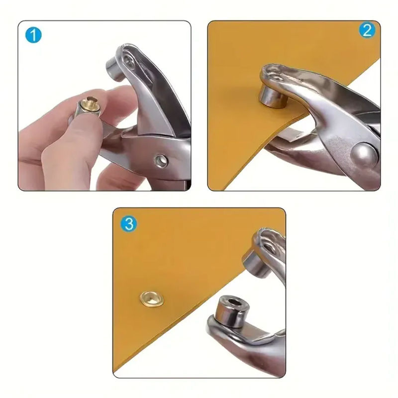 NEWONE Ösen-Werkzeugset mit 100 Metallösen in Rot und Silber für Leder und Stoff - Bild 3