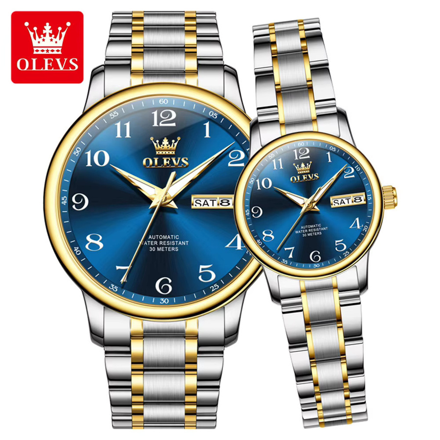 OLEVS Armbanduhr Automatik, Edelstahl, Blau, Unisex - Bild 3