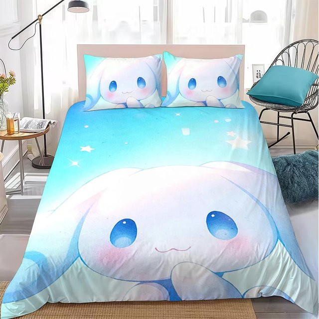 C-Cinnamoroll Bettwäsche-Set aus Mikrofaser, 3-teilig, Blau, B/H: 140 x 210 cm - Bild 1