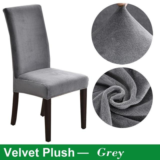 Yiran Furniture Samt-Stuhlbezug für Esszimmer, elastischer Stretch-Schonbezug aus Jacquard-Polyester, Grau - Bild 1