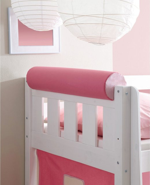 TiCAA Kinder Nackenrolle aus Baumwolle in Pink, runde Bolster-Rolle für das Hochbett - Bild 1