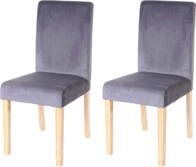 CHEFGASTRO Esszimmerstuhl 2er-Set in Grau aus Samt mit hellen Buchenholzbeinen, B/T/H: 43 x 56 x 90 cm, Sitzhöhe: 45 cm - Bild 1