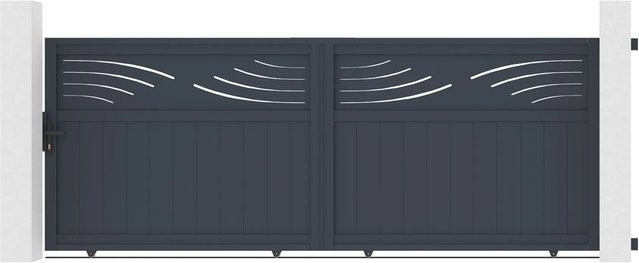 Casanoov Elektrisches Schiebetor Halti aus Aluminium in Grau inklusive Schiebetorantrieb Ranger C300, Breite: 370 cm, Höhe: 140 cm - Bild 1