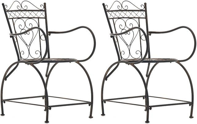 2er Set TPFGarden Gartenstühle Sheen aus Metall in Bronze mit Armlehnen - Bild 1