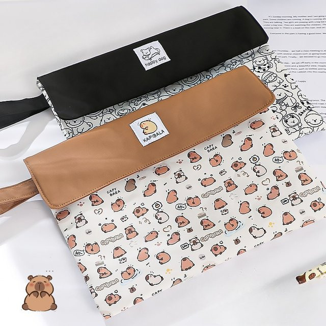Kapibala Aktentasche für Studenten als Cartoon Briefpapier Tasche mit Reißverschluss in Weiß - Bild 1