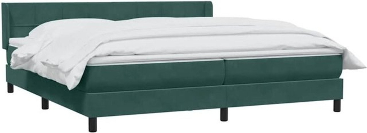 vidaxl Boxspringbett mit Matratze in Dunkelgrün aus Samt, B/T/H: 180 x 220 cm - Bild 1