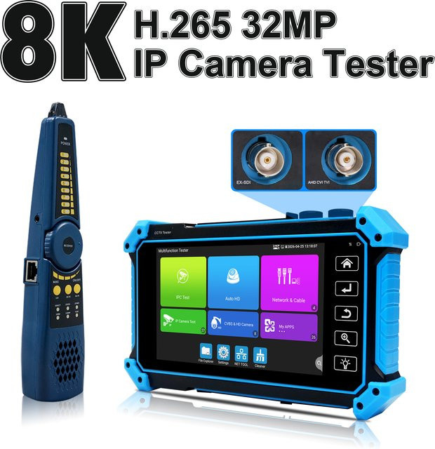 WANGLU IPC-5200C Plus IP-Kameratester 8K mit 8MP AHD TVI CVI SDI VGA HD-Eingang in Blau - Bild 1