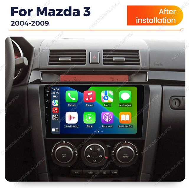 MEKEDE Android 14 Autoradio mit IPS-Bildschirm für Mazda 3 2004-2009, Kabelloses Carplay, GPS und Multimedia-Player, Farbe: Schwarz - Bild 1