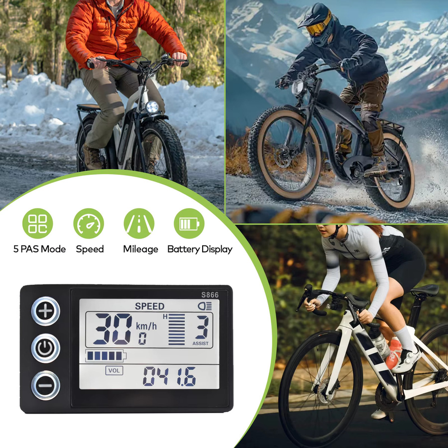 Haytrix S866 Digitaler Fahrrad-Tacho mit großem Bildschirm und Hintergrundbeleuchtung, wasserdicht, Schwarz - Bild 2