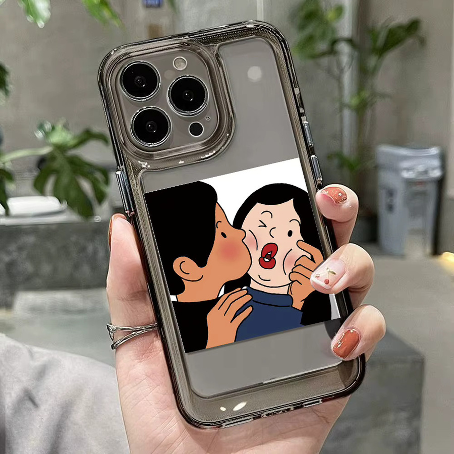Ojeleye Liebe Paar Handyhülle für iPhone 17 Pro, 16, 15, 14, 13, 12, 11 und Pro Max, Soft Case Cover in Schwarz und Transparent - Bild 2