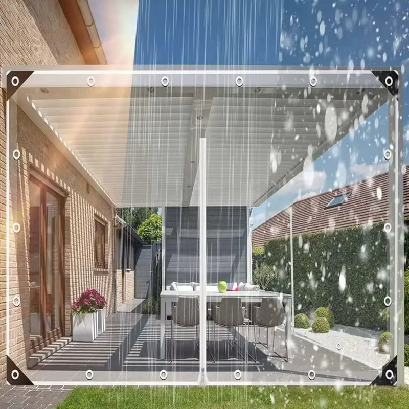 Transparente PVC-Plane mit Reißverschluss und Ösen, wasserdichte Plane für Zelt oder Garagentor, Farbe: Transparent/Schwarz, B/H: 200 x 100 cm - Bild 2