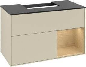 V&B Waschtischunterschrank Finion 100 in Grau lackiert mit offener Regalauszug B/T/H: 100 x 50,1 x 50,1 cm - Bild 1