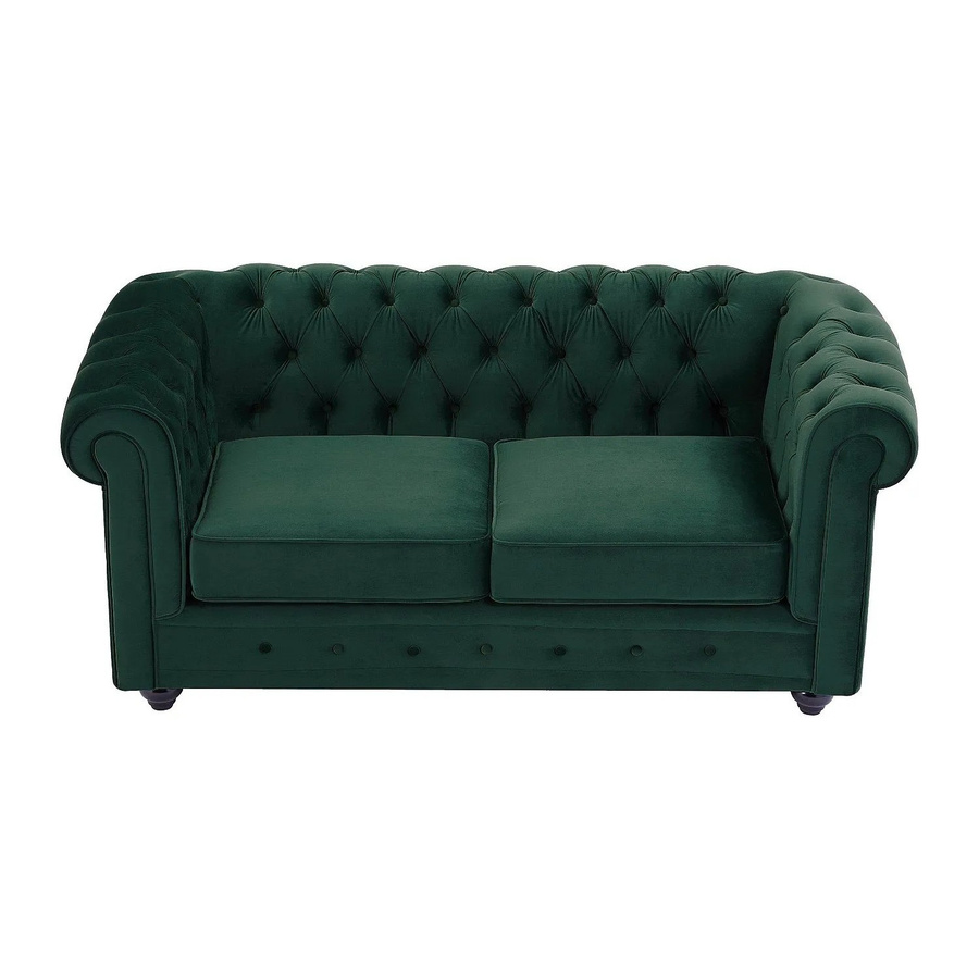 Vente-unique Chesterfield Sofa aus Samt in Grün mit einer Breite von 165 cm - Bild 2