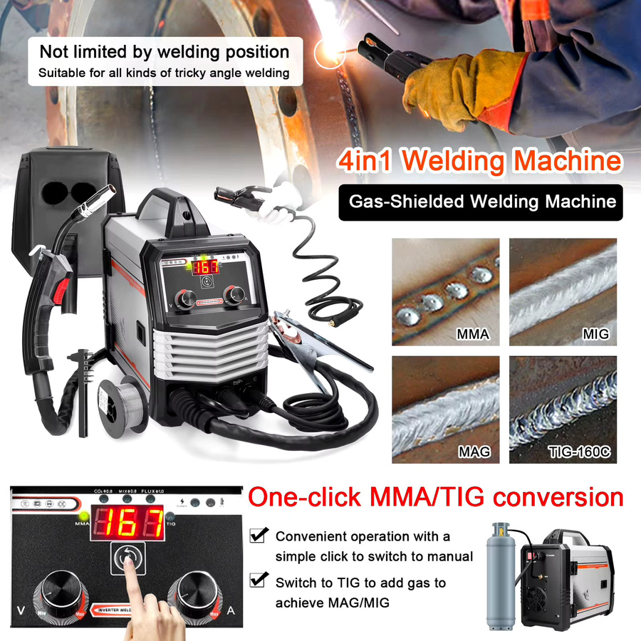 OWJHE Multifunktionales Vier-in-Eins Inverter-Schweißgerät 160C für MIG, MMA, MAG und TIG - Bild 5