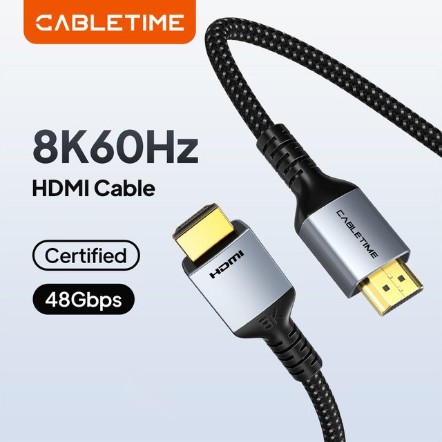 CABLETIME HDMI 2.1 Kabel 8K Ultra-Hochgeschwindigkeits 48Gbps in Schwarz - Bild 1
