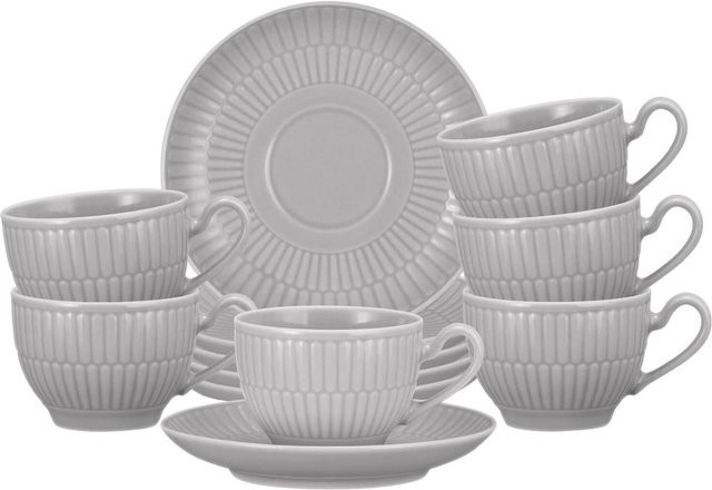 Seltmann Weiden Amina Espressotassen mit Untertassen 6er Set Silbergrau 100 ml - Bild 1