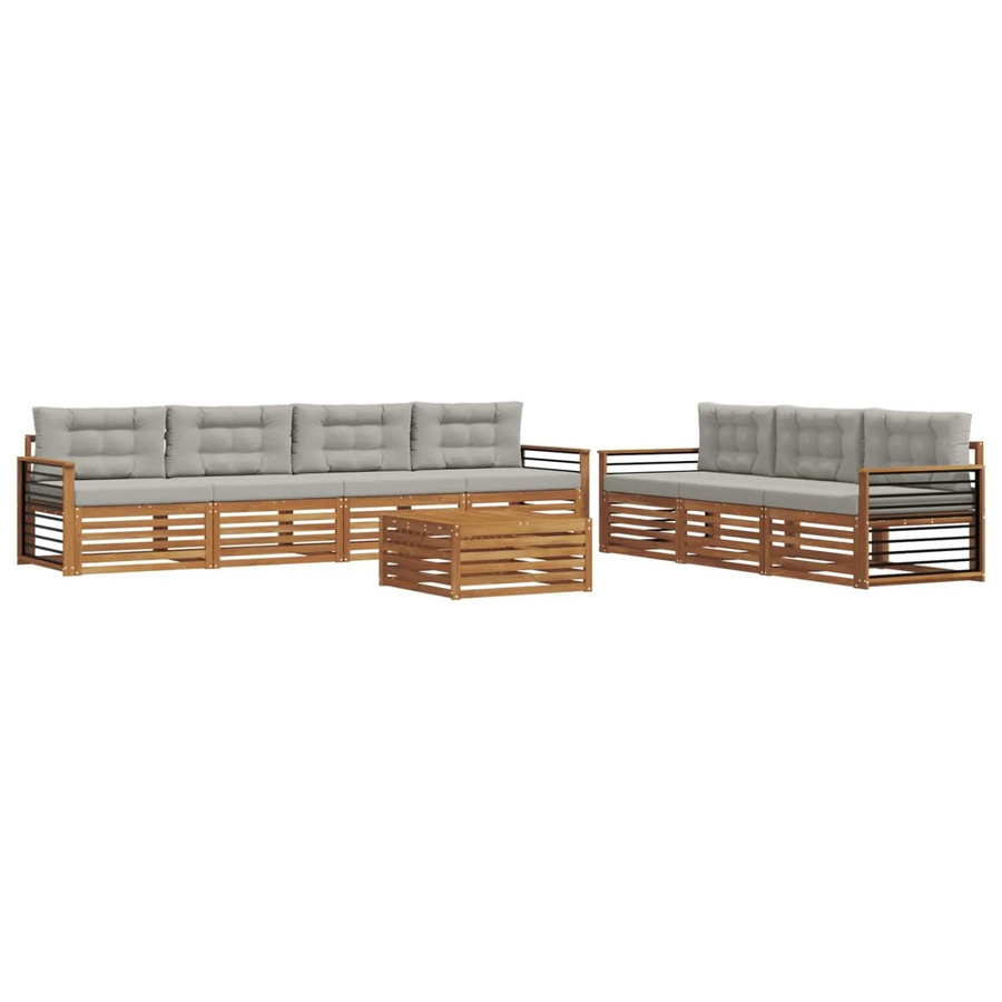 vidaXL Outdoor-Sofagarnitur 8-teilig aus Akazienholz mit Kissen in Beige und Grau - Bild 2