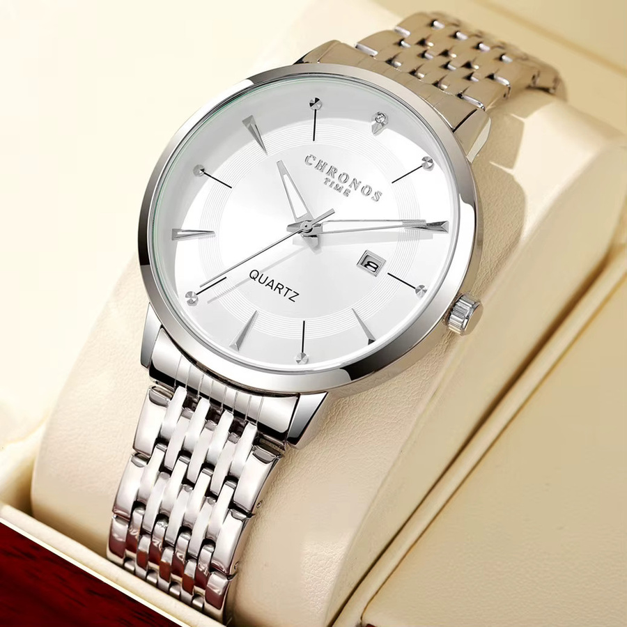 Chronos Armbanduhr, Quarz, Edelstahl, Weiß, Herren - Bild 4
