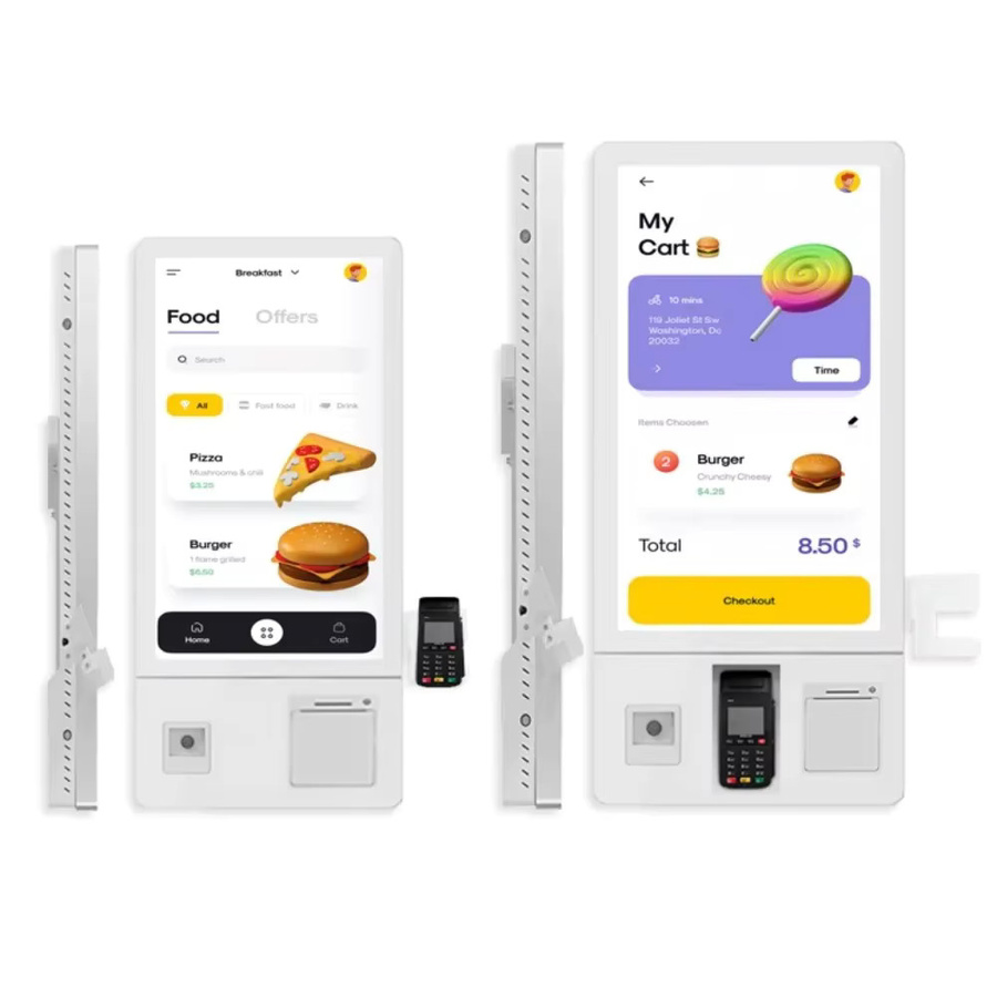 Restaurant 24 Selbstbedienungs-Kiosk mit Touchscreen als bargeldloses POS-Bestell- und Zahlungsterminal in Weiß - Bild 2