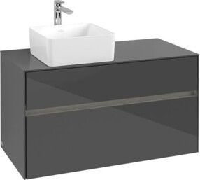 V&B Waschtischunterschrank Collaro in Grau Glossy, B/T/H: 100 x 54,8 x 50 cm - Bild 1