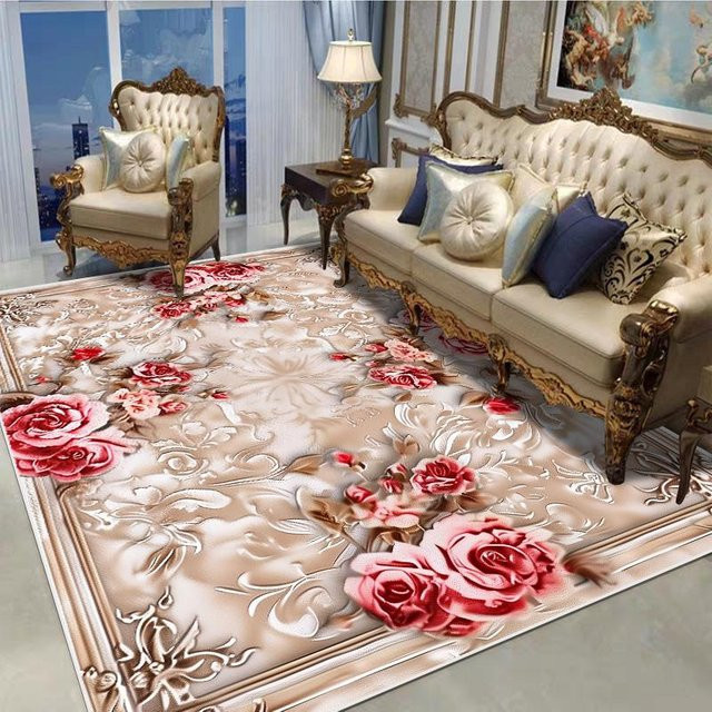 HGHT Dekorativer Teppich im europäischen Stil mit floralem Muster, rutschfest und waschbar, Mehrfarbig, B/T: 60 x 90 cm - Bild 1