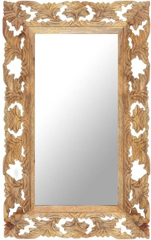 Vidaxl Spiegel aus Mango-Massivholz in Braun, handgeschnitzt, rechteckig, B: 80 cm, H: 50 cm, Tiefe: 2,5 cm - Bild 1