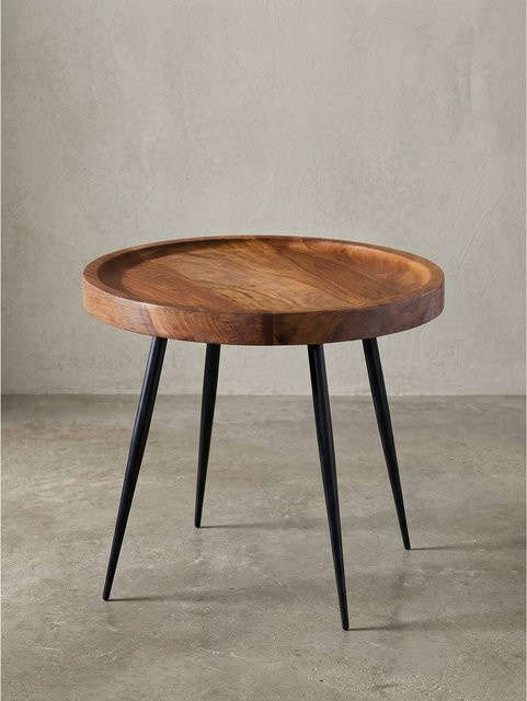 Beistelltisch KADIMA DESIGN aus Massivholz und Metall in Braun im Industrial Stil, B/T/H: 40 x 46 x 46 cm - Bild 1