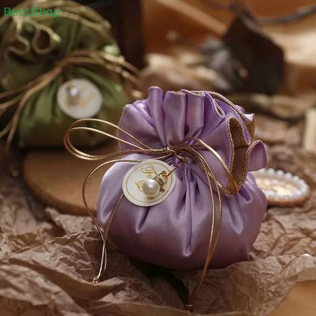 10 Stück Textil-Verpackungsbeutel mit Kordelzug für Hochzeiten und Geschenke - Bild 1