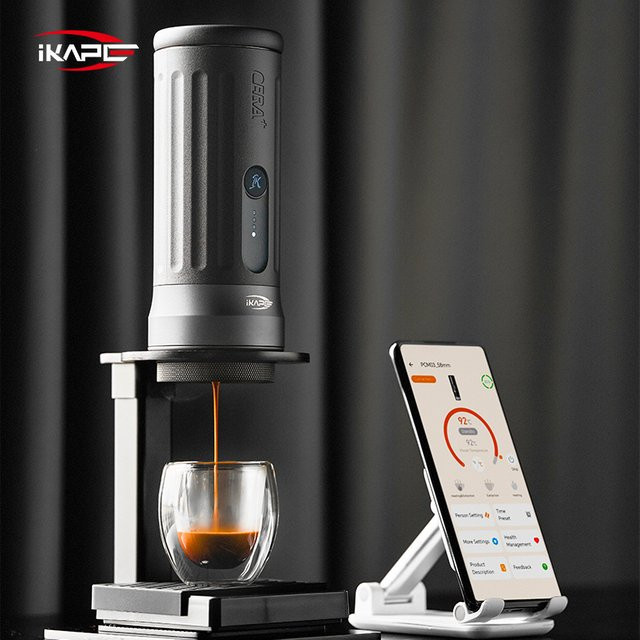 IKAPE Kapo K2 Tragbare Kaffeemaschine mit Bluetooth-Verbindung und Timer-Funktion für 51 mm oder 58 mm Espresso Bottomless Siebträger - Bild 1