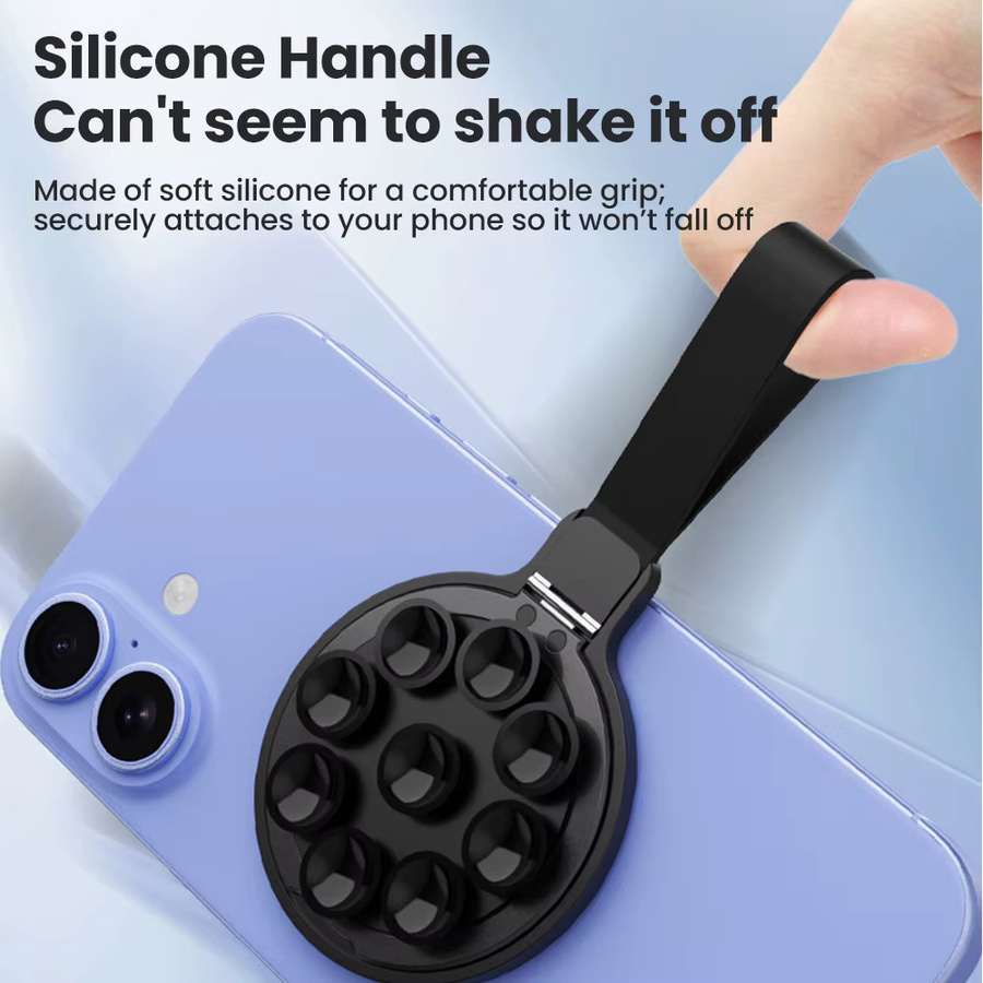 Olaf Multifunktionaler Magnetischer Silikon-Saugnapf-Handyhalter mit Spiegel in Schwarz - Bild 2