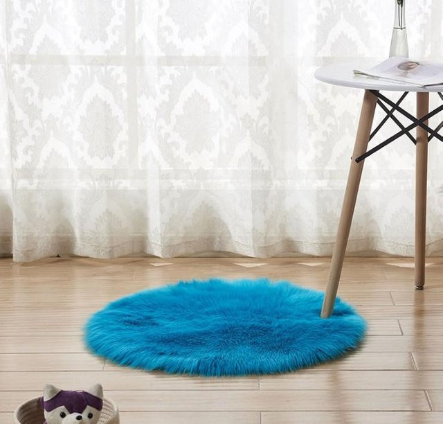 Runder Plüschteppich aus Imitatwolle von Yiran Furniture, Mehrfarbig, Durchmesser: 35 cm - Bild 1
