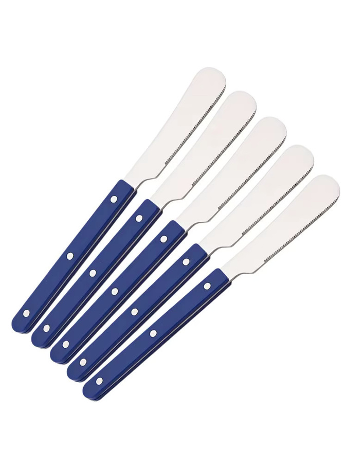 PINKTEN 5er Set Edelstahl Buttermesser Multifunktions-Küchenutensil für Butter, Käse und Marmelade in Pink und Silber - Bild 3