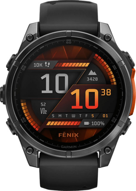 Garmin fēnix 8 Smartwatch mit AMOLED-Display in Schwarz/Schiefergrau, 47 mm, Edelstahlgehäuse und Silikon-Armband - Bild 1