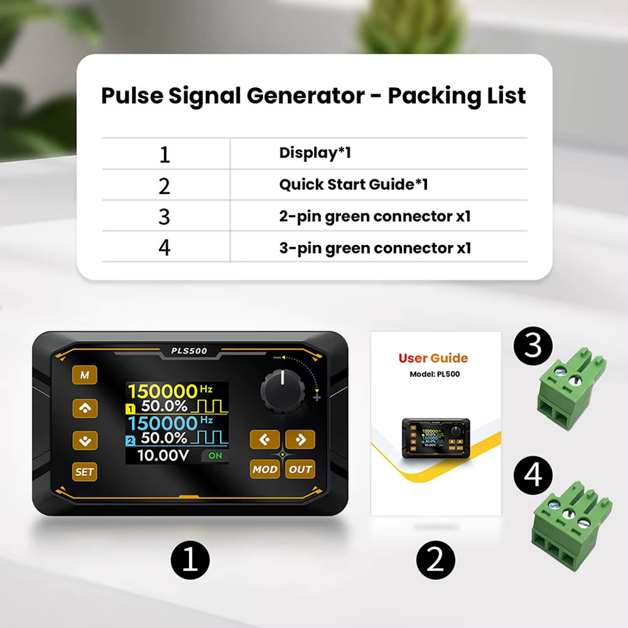 Voktta DC5-24V PLS500 Zweikanal-Impuls-PWM-Signalgenerator mit einstellbarer Totzeit, programmierbarer digitaler Signalgenerator 1Hz-500kHz, Schwarz - Bild 2
