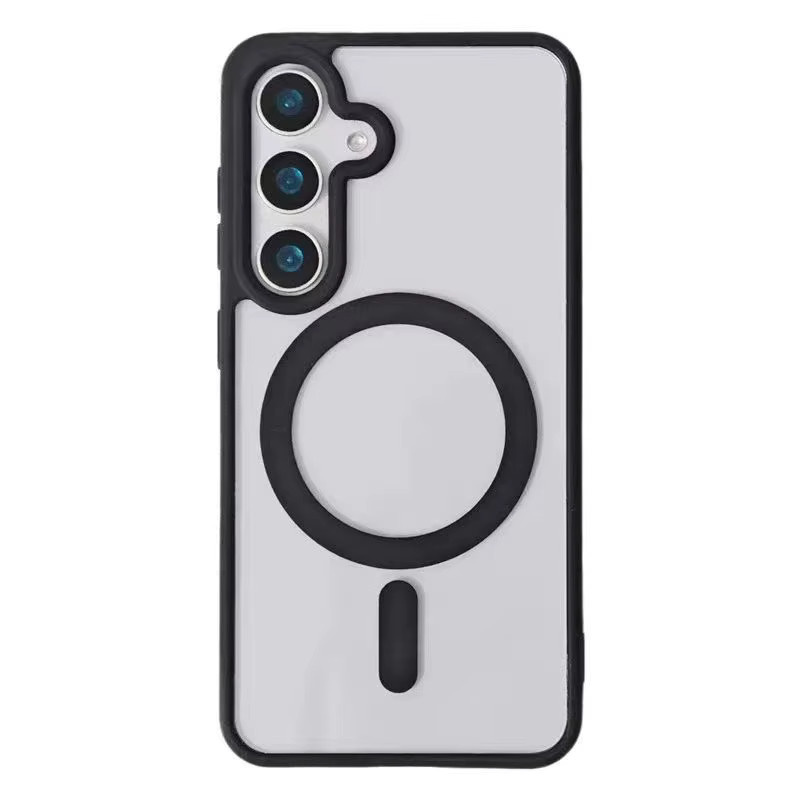 Magnetische kabellose Ladehülle für Samsung Galaxy A15 A35 A55 A16 A36 A56 A17 A37 A57, transparente Acryl-Handyhülle mit schwarzem Stoßfänger - Bild 4
