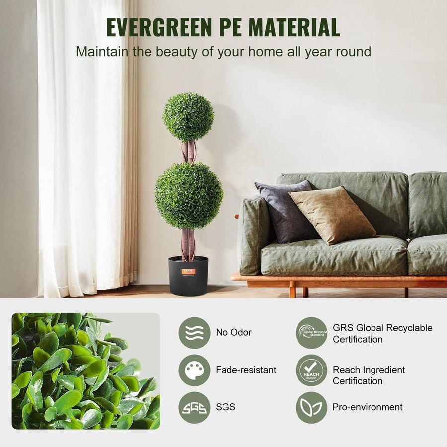 2er-Pack Künstlicher Buchsbaum Formschnittbaum von Buying Solutions, MB, UV-beständige Kunstpflanze für Innen und Außen, H: 91,4 cm, B: 28,0 cm, T: 28,0 cm - Bild 6