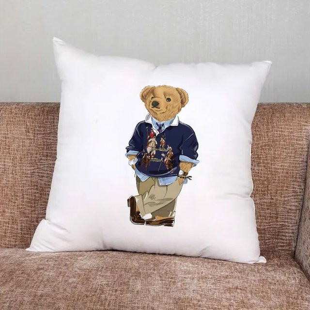 VIKAMA Bären-Kissenbezug aus weichem Plüsch mit Tiermotiv, quadratisch, Breite: 40 cm, Höhe: 40 cm, Tiefe: 40 cm - Bild 1