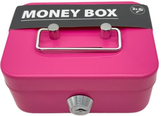 Abschließbare Geldkassette aus Metall mit Münzeinwurf von Love Home Garden in Rosa - Bild 1