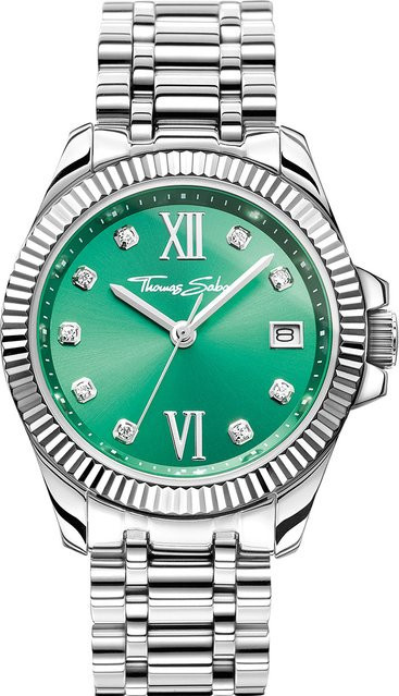 Thomas Sabo Damenuhr, Quarz, Edelstahl, Grün, 33 mm, 10 ATM - Bild 1