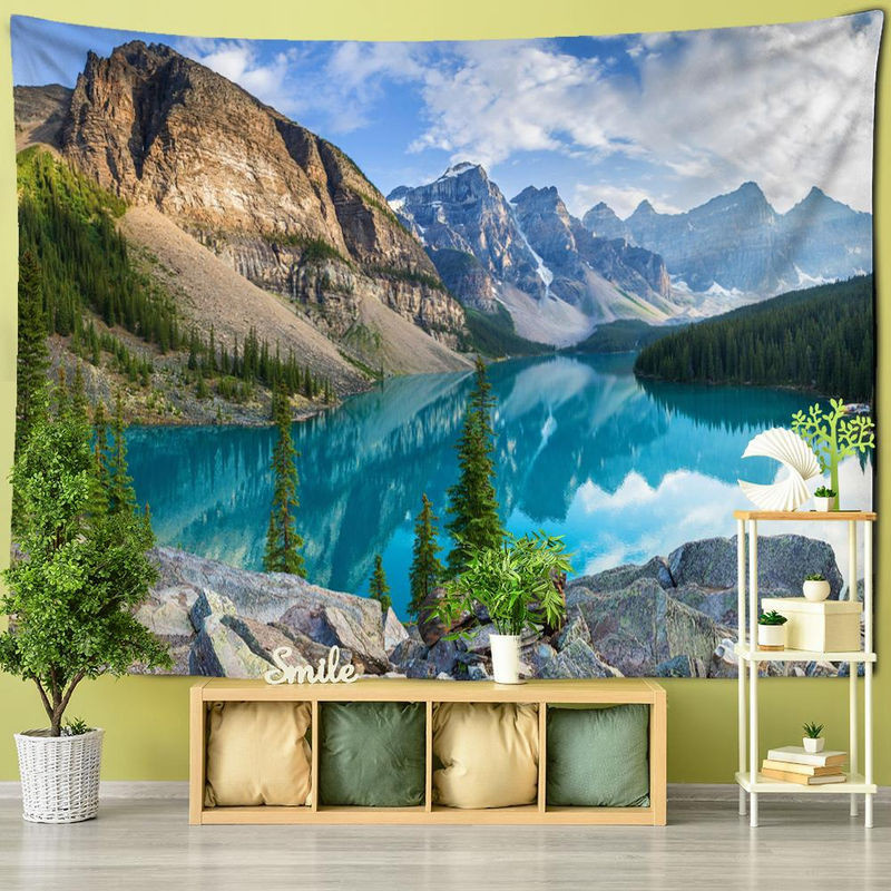 Binchi Outdoor Equipment Wandbehang mit Landschaftsmotiv im Bohemian-Stil, mehrfarbig, B: 95 cm, H: 70 cm - Bild 1