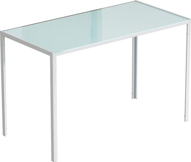 HOMCOM Esstisch mit Hartglas-Tischplatte in Weiß für 4 Personen, moderner Küchentisch für Küche, Esszimmer oder Wohnzimmer, B/T: 120 x 60 cm - Bild 1