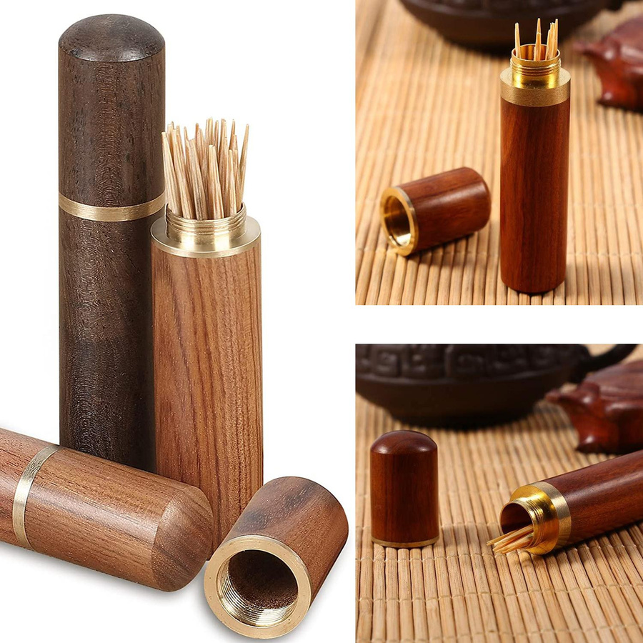 Dekorative Zahnstocher-Halter Box aus Holz in Schwarz für die Küche und das Esszimmer - Bild 3